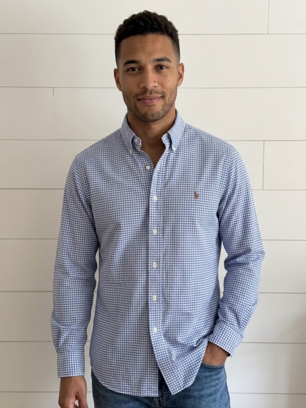 Ralph Lauren Light Blue Gingham Button-Down Shirt